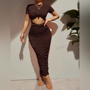 Cut out Ruched bodycon dress